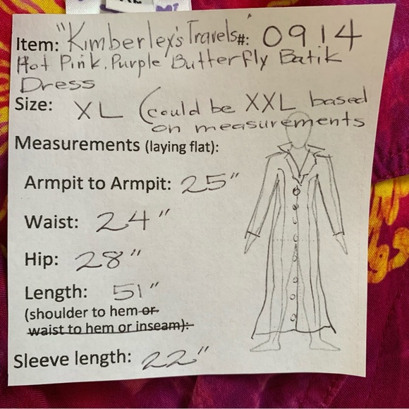 “Kimberley’s Travels” Hot Pink and Purple Butterfly Batik Dress size 2X - Picture 11 of 12